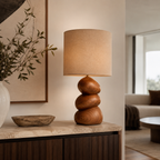 Pebble Wood Table Lamp – Solid Wood Stacked Bedside Lamp for Bedroom Decor