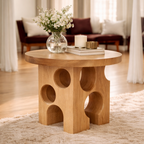 Handcrafted Solid Wood Sculptural Side Table – Modern Geometric Accent