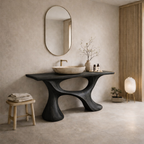 Sculptural Bathroom Vanity – Solid Wood Modern Vanity for Bathroom Decor