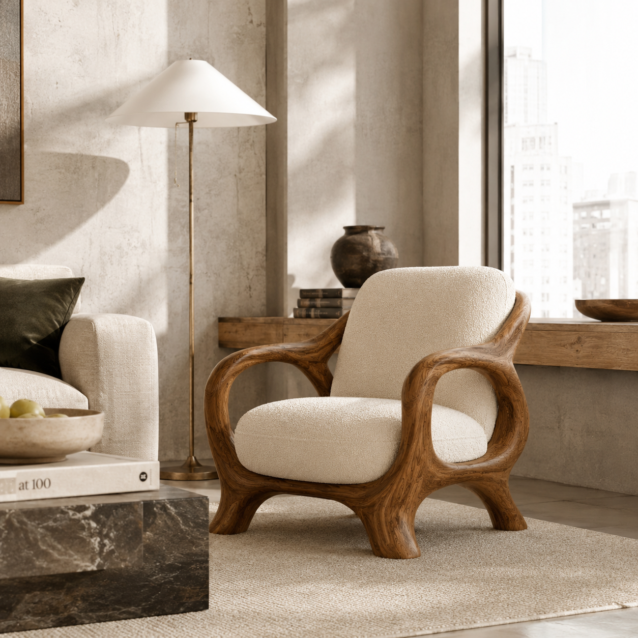 Loop Frame Sculptural Wood Lounge Chair