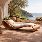 Sculptural Chaise Lounge – Solid Wood Outdoor Lounge Chair