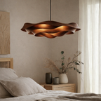 Wave-Inspired Solid Wood Pendant Light – Artistic Ceiling Lighting