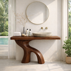 Tree Trunk Bathroom Vanity – Solid Wood Floating Vanity for Modern Bathroom Decor