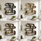 Rounded Wood Wall Shelves – Solid Wood Floating Display Shelf Set for Living Room Decor
