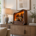 Sculptural Wood Display Cabinet – Solid Wood Lighted Storage Cabinet for Living Room Decor