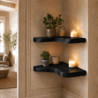 Live Edge Corner Shelves – Solid Wood Floating Shelves for Home Decor