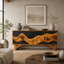 Wave Inlay Wood Sideboard Cabinet