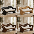 Sculptural Wave Wood Bench