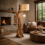 Sculptural Standing Lamp – Solid Wood Floor Light for Living Room Decor