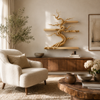 Bonsai Tree Wall Shelf – Wooden Floating Shelf Decor