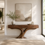 Sculptural Console Table – Solid Wood Entryway Table with Curved Base