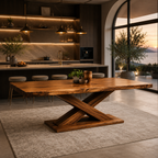 X-Base Dining Table – Sculptural Solid Wood Table for Luxury Dining Room