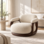Sculptural Bouclé Swivel Lounge Chair