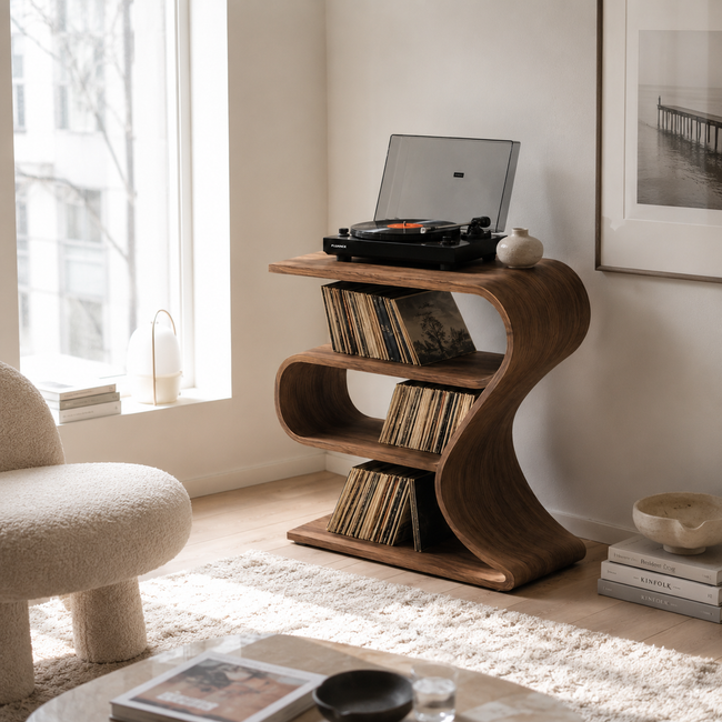 Side Table – Solid Wood Work Table with Storage Shelves Main Image