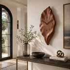 Leaf Wood Wall Clock – Solid Wood Decorative Clock for Dining Room Decor