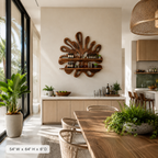 Sculptural Wood Wall Bar Shelf – Solid Wood Wine Display Shelf for Dining Room Decor