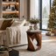 Sculptural Geometric Wood Side Table