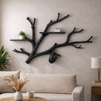 Rustic Solid Wood Branch Wall Shelf for Living Room Decor