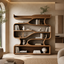 S-Shaped Bookcase – Sculptural Solid Wood Display Shelf