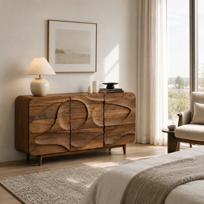 Wave Sideboard – Solid Wood Storage Cabinet for Living Room Main Image