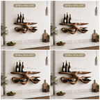 Branch Wood Wall Wine Rack – Solid Wood Bottle and Glass Display Shelf for Kitchen Decor