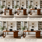 Solid Wood Executive Desk – Natural Wood Office Desk with Drawers for Home Office Decor