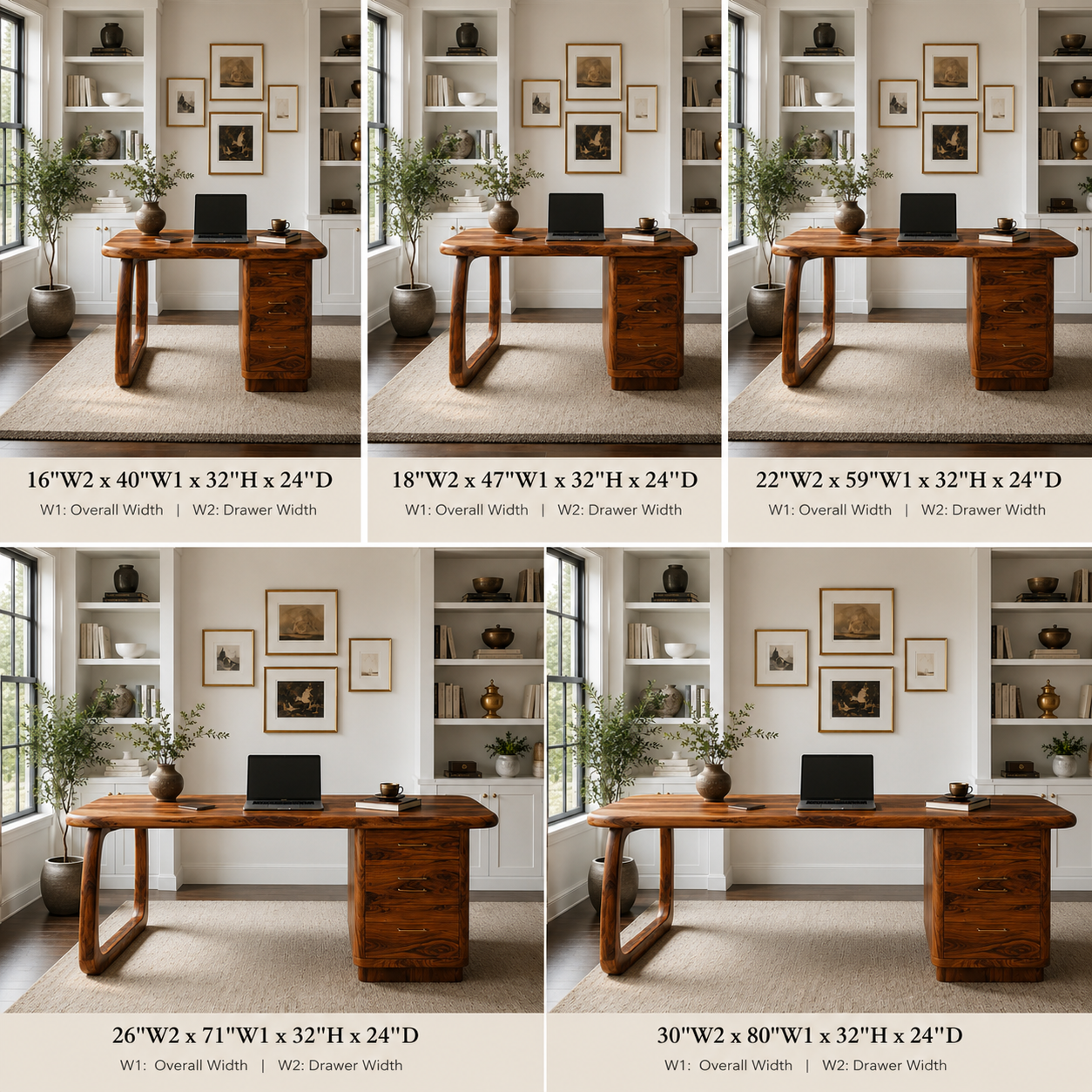 Solid Wood Executive Desk – Natural Wood Office Desk with Drawers for Home Office Decor