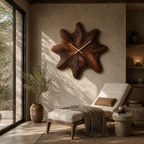 Flower Wood Wall Clock – Solid Wood Decorative Clock for Living Room Decor