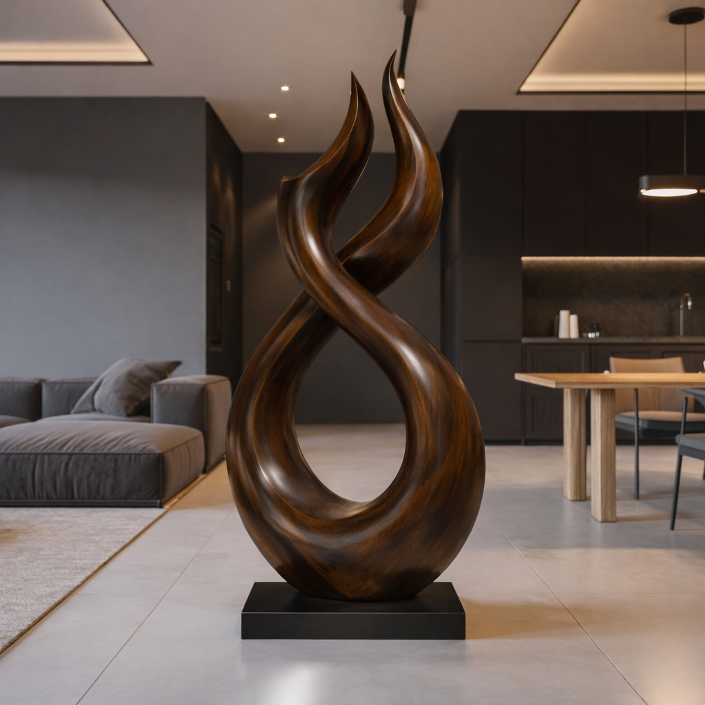 Wooden Outdoor Sculpture – Modern Natural Art Decor