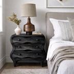 Organic Sculpted Wooden Nightstand with Drawers – Modern Bedside Table