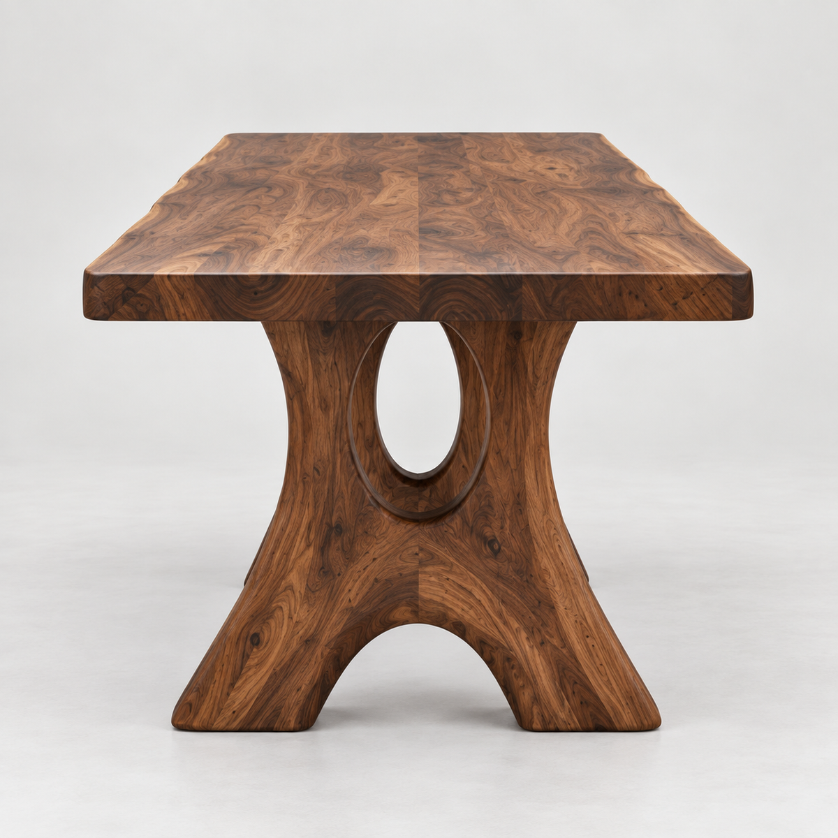 Sculptural Arch Base Wood Dining Table