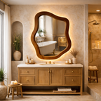 Organic Bathroom Mirror – Solid Wood Wall Mirror for Modern Bathroom Decor