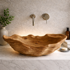 Handcrafted Wooden Wave Sink - Natural Organic Bathroom Basin