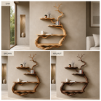 Tree Branch Wall Shelf – Sculptural Solid Wood Display Shelf