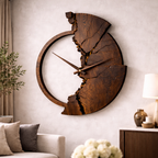 Artisan Solid Wood Wall Clock – Sculptural Modern Timepiece