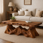 Organic Sculptural Solid Wood Coffee Table – Handcrafted Live Edge Design