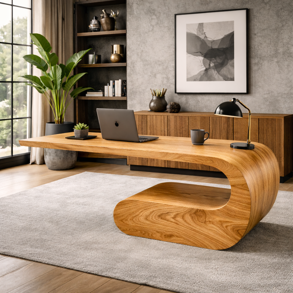 Sculptural Bench – Handmade Solid Wood Bench for Modern Home