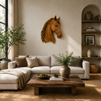 Horse Head Wood Wall Art – Solid Wood 3D Animal Sculpture for Entryway Decor