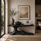 Handcrafted Solid Wood Console Table – Sculptural Curved Base Design