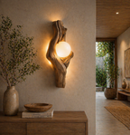 Sculptural Wall Light – Solid Wood Modern Sconce for Home Decor