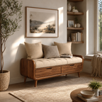 Wood Storage Bench with Cushion – Solid Wood Entryway Bench with Drawers for Home Decor