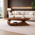 Sculptural Solid Wood Coffee Table – Organic Curved Design
