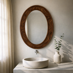 Solid Wood Wall Mirror – Modern Natural Bathroom Mirror Design