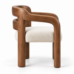Sculptural Wood Frame Bouclé Armchair