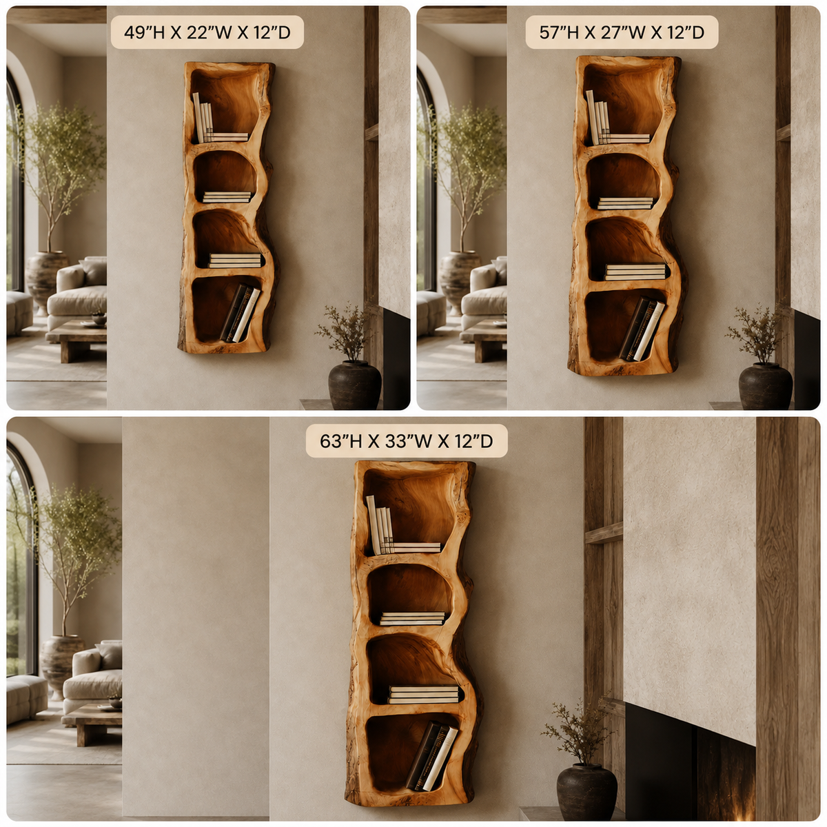 Organic Wall Shelf – Solid Wood Display Shelf for Home Decor