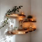 Live Edge Floating Shelves – Solid Wood Wall Shelves for Home Decor