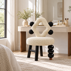 Sculptural Bouclé Accent Chair with Geometric Back