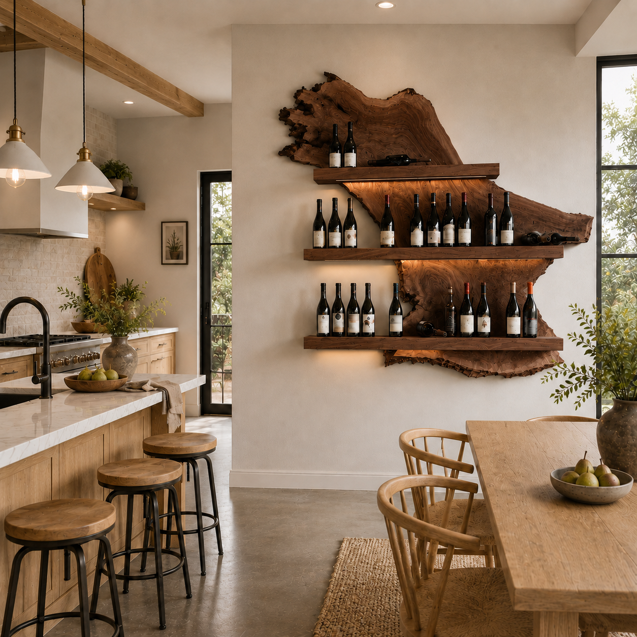Wall-Mounted Wine Holder – Solid Wood Bottle Rack for Kitchen and Home Bar Decor