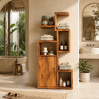 Wood Bathroom Storage Cabinet – Solid Wood Shelf Cabinet for Bathroom Decor