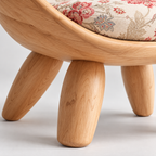 Floral Upholstered Curved Wood Accent Chair
